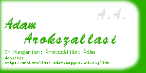 adam arokszallasi business card